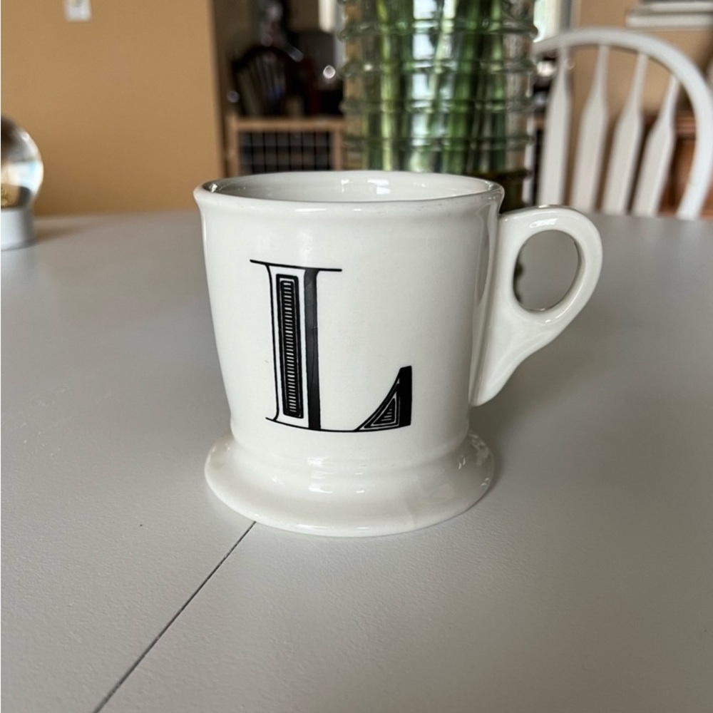 Anthropologie White Monogram Mug